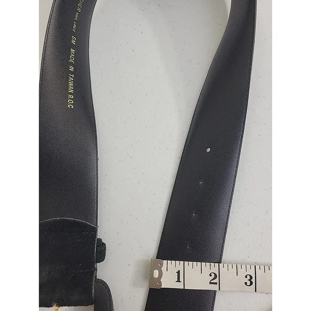 Western Casual Dress Belt Women's Black Genuine Leather Vinyl Lined‎ Size Small
